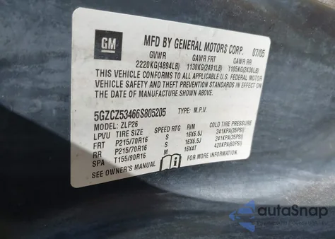 2006 Saturn Vue V6 from USA, damaged, VIN 5GZCZ53466S805205